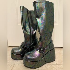 Killstar Iridescent Rainbow Platform Rave Boots
